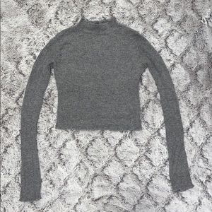 Grey turtle neck crop top